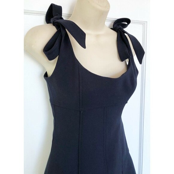 Cinq A Sept Woman's Sz 0  Dark Blue Jeanette Tied Asymmetrical Mini Dress - Picture 3 of 9